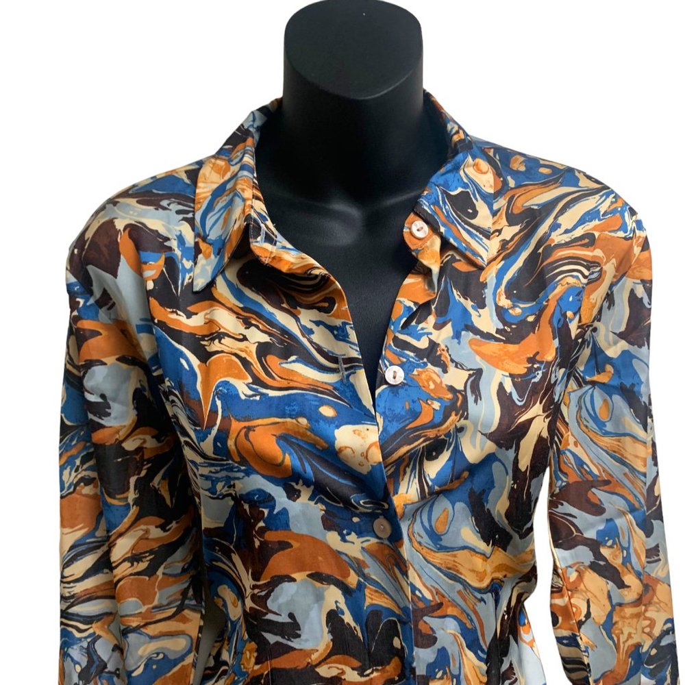 ABERCROMBIE & FITCH Abstract Print 70s Inspired Button Up Shirt
